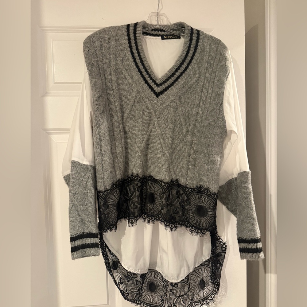 Wool Lace Sweater Top